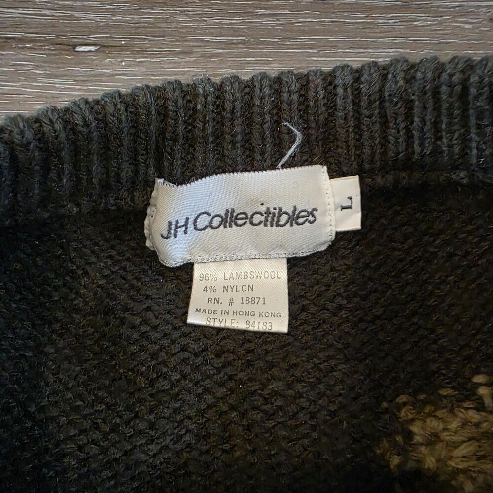 Vintage JH Collectibles Lambswool Green Floral Pullover Sweater Womens Size L - Picture 4 of 5